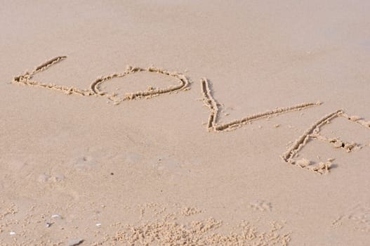 image of love sign on the beach