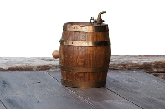 isolated ancient beer bucket on white background