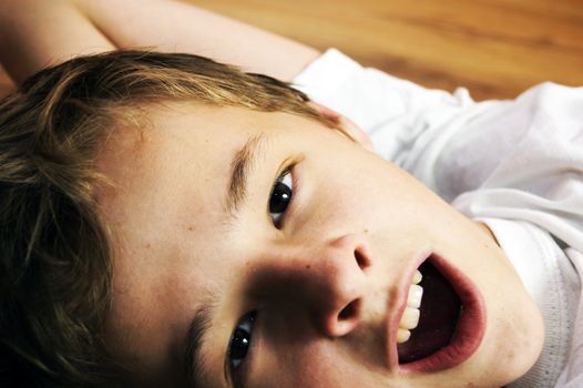 Portrait of cute young casuasian boy