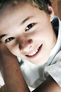 Portrait of cute young casuasian boy