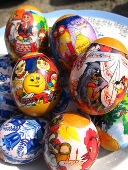 Easter eggs with Jesus Christ's image and Divine mother