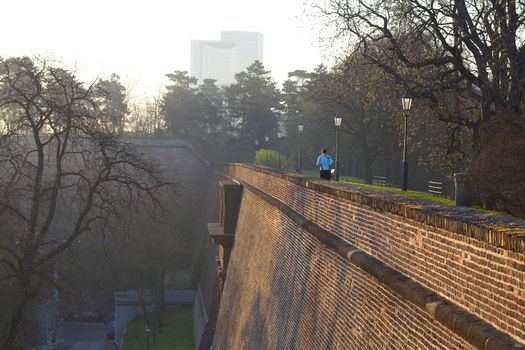 woman running in the park in the morning