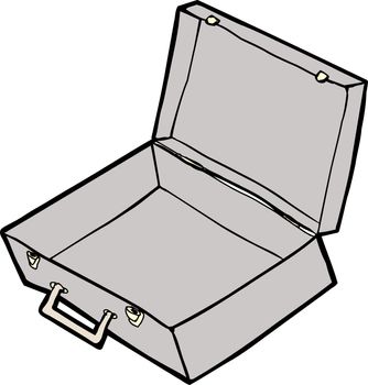 Empty open suitcase cartoon over white background