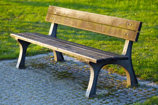 wooden bench in the park    