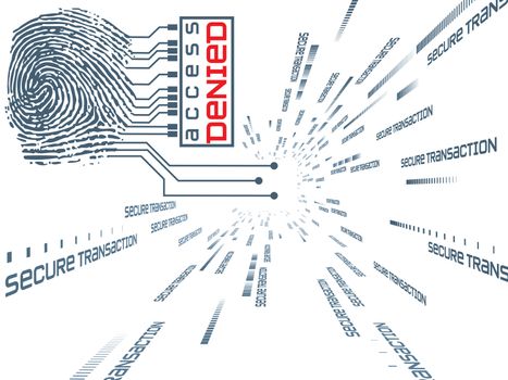 Interplay of fingerprint, digital circuitry and technological background on the subject of security, hacking, Internet accounts and privacy