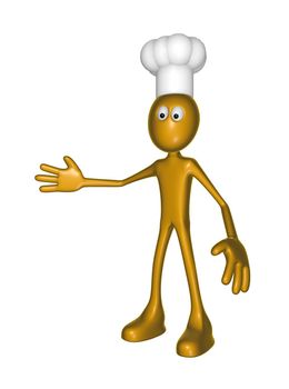 cartoon figure with cook hat - 3d illustration