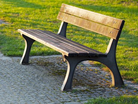 wooden bench in the park    