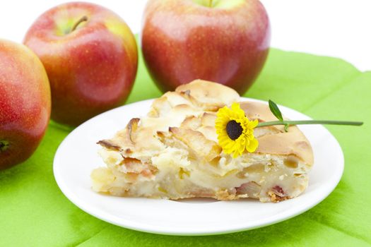 apple pie with a flower and apple