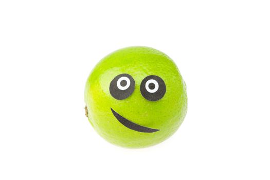 joke lime face isolated on white