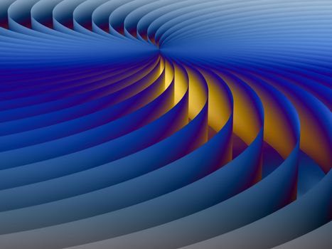 Tinted background screen of curved three dimensional geometric lines