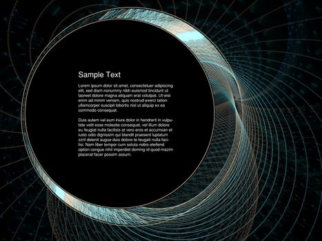 Dynamic Interplay of golden and blue circular forms rendered on black background