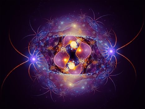 Colorful vibrant abstract fractal design on the subject of deep-sea life, magic, fantasy and occult.