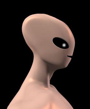 Side on profile of a simple alien form.