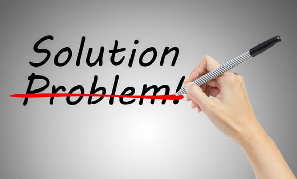 hand drawing and crossing out problem and finding the solution, business concept