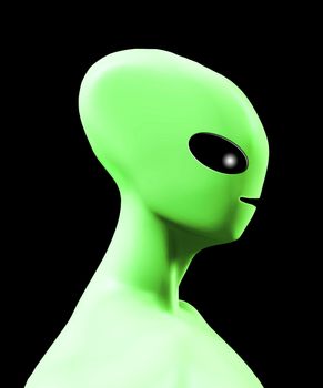 Side on profile of a simple alien form.