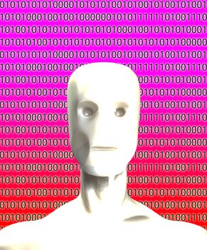 A Robot head with binary artificial intelligence.