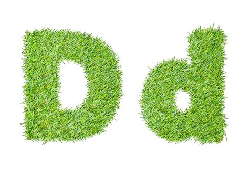 Alphabet from the green grass. isolated on white