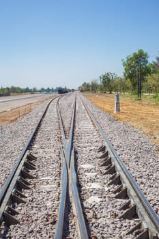 railway tracks and blue sky