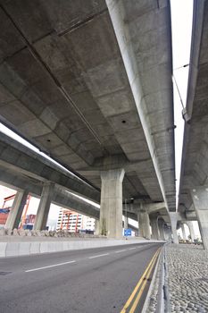 Under the bridge. Urban scene