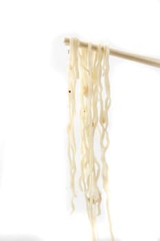 noodles with chopstick isolated on white background
