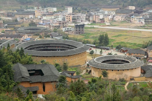 Fujian Tulou in China, old building overview 