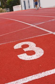 Running track numbers one two three in stadium 