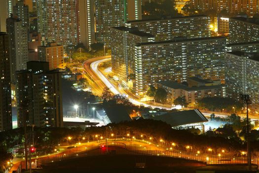 Aerial view of city night 