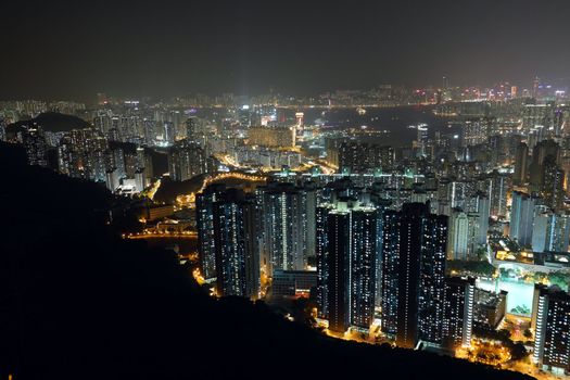 city at night, view from mountain