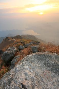 mountain range sunset