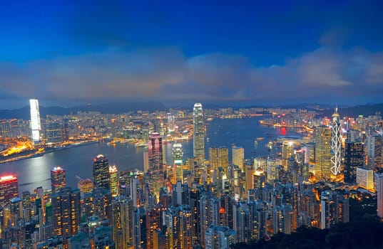 sunset of cityscape in Hong Kong 