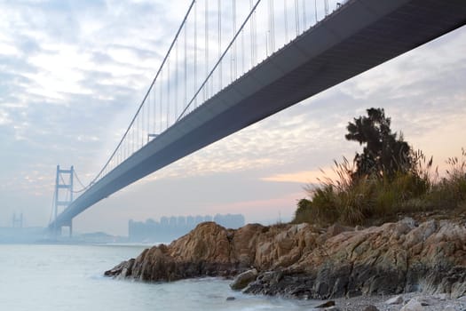 bridge at sunset moment, Tsing ma bridge 