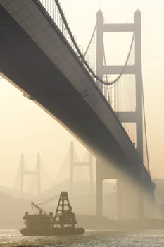 bridge at sunset moment, Tsing ma bridge 