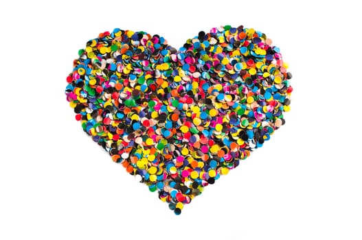 Variegated confetti heart isolated on white background