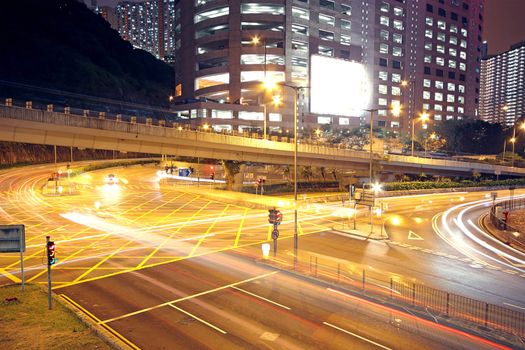 traffic in modern city at night