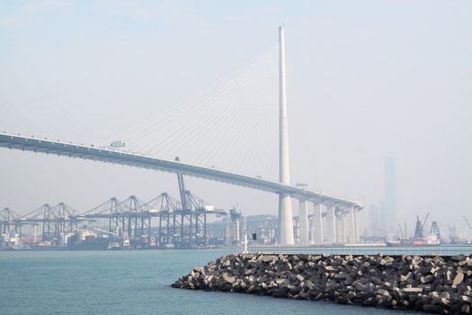 highway flyover and breakwater