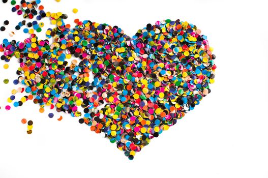 Variegated confetti heart isolated on white background