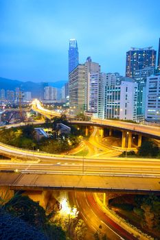 traffic bridge at night