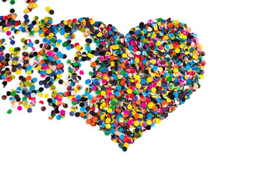 Variegated confetti heart isolated on white background