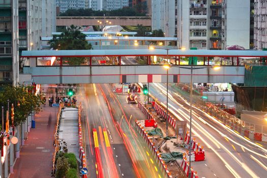 Road and traffic in downtown area