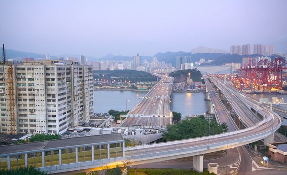 urban area dusk