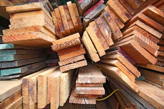 Stack of wooden boards. 
