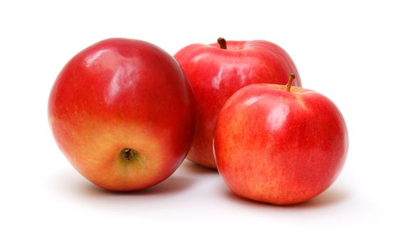 fresh red apples isolated on white background