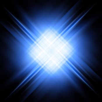 Abstract background of diagonal blue and white rays on black. High resolution 3D image