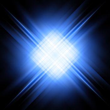 Abstract background of diagonal blue and white rays on black. High resolution 3D image