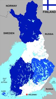 very big size finland political map illustration