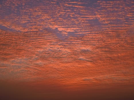 Perfect soft Altocuumulus clouds formation in sunset nature background