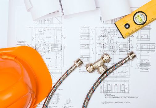 plumbing and drawings are on the desktop, workspace engineer