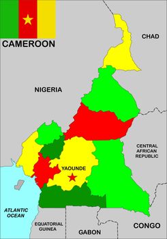 very big size cameroon political map illustration