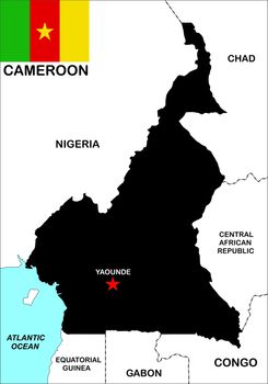 very big size cameroon political map illustration