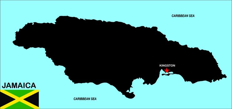 very big size jamaica political map illustration